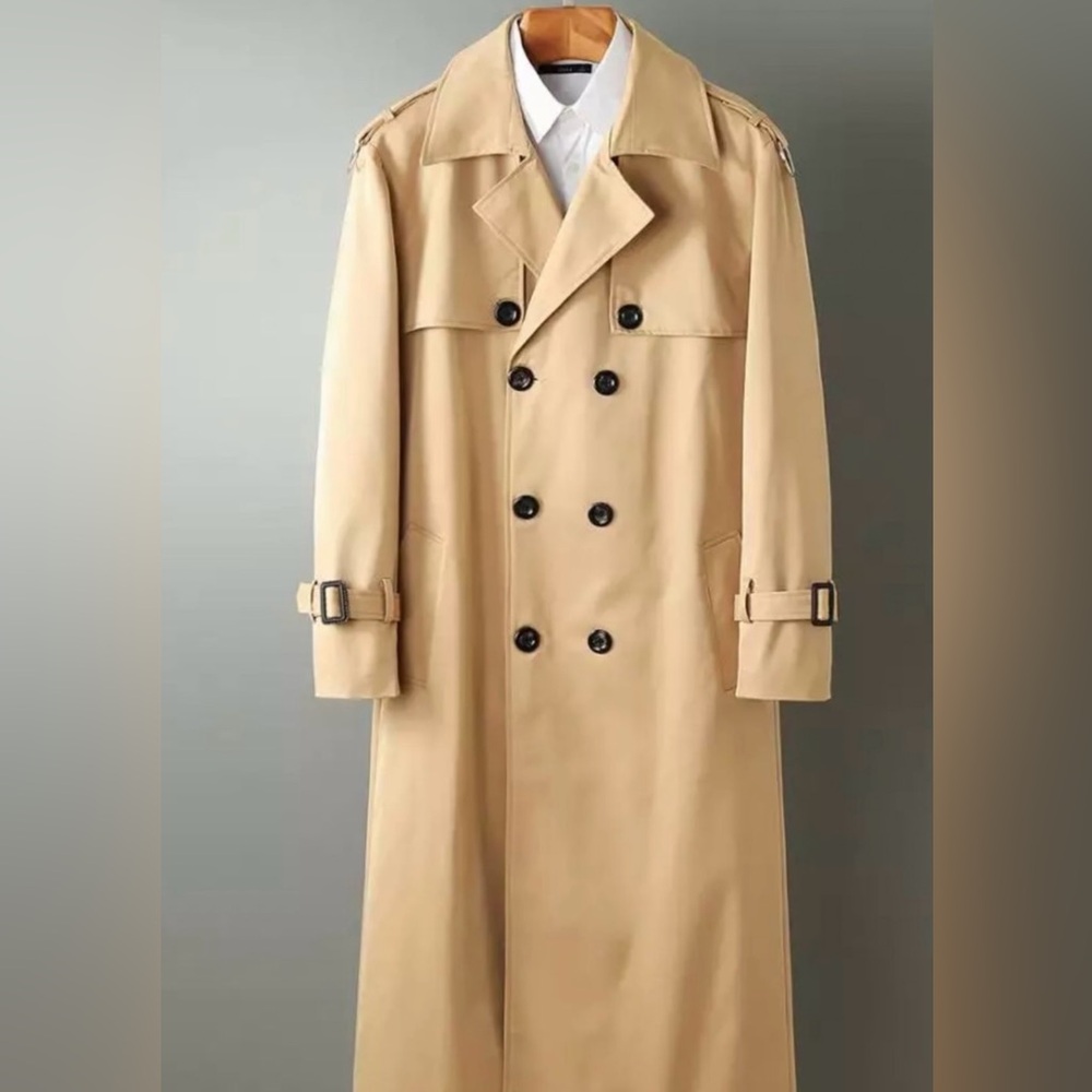 Classic Tan Double-Breasted Trench Coat